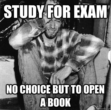 study for exam no choice but to open a book - First world 90s problems