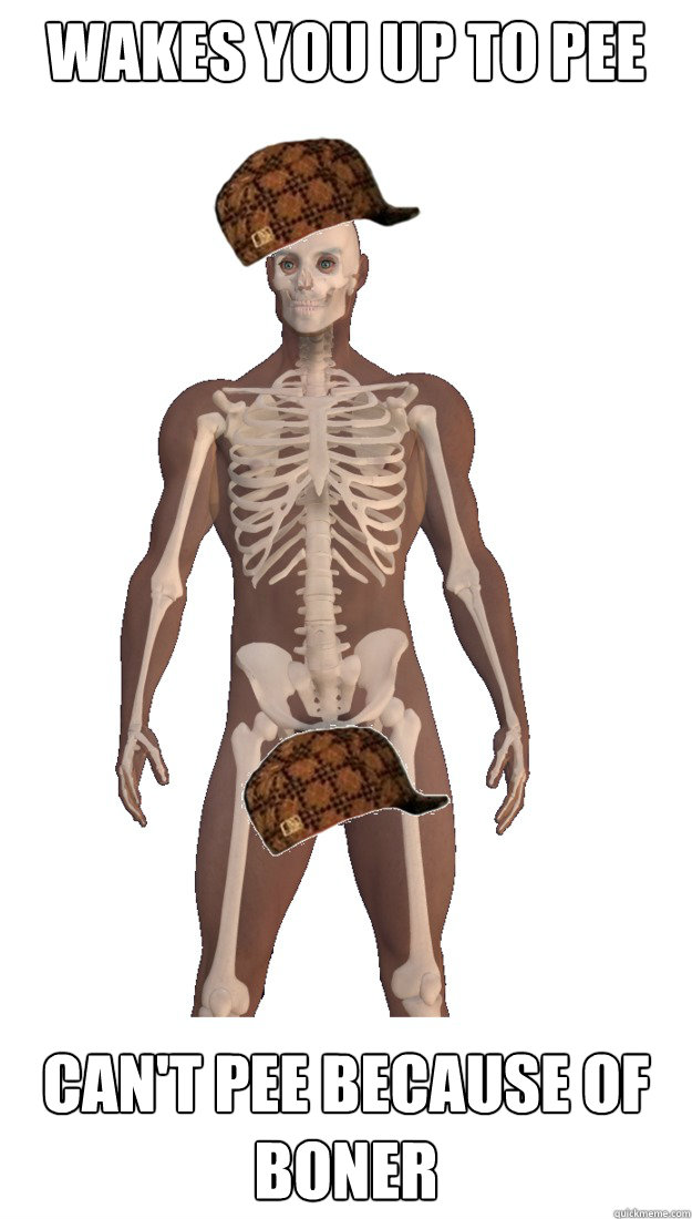 wakes you up to pee cant pee because of boner - Scumbag Male Body