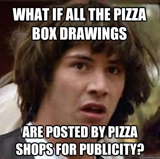what if all the pizza box drawings are posted by pizza shops - conspiracy keanu