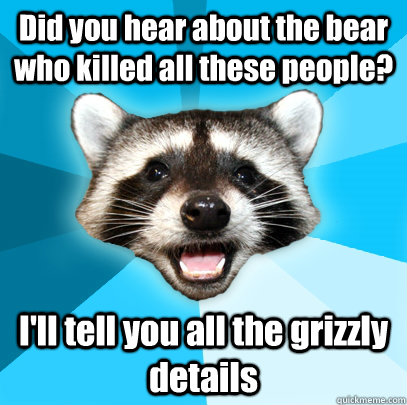 did you hear about the bear who killed all these people il - Lame Pun Coon
