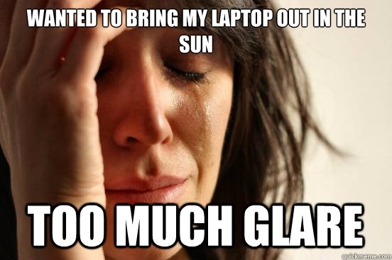wanted to bring my laptop out in the sun too much glare - First World Problems