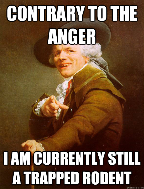 contrary to the anger i am currently still a trapped rodent - Joseph Ducreux