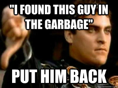 i found this guy in the garbage put him back - Downvoting Roman