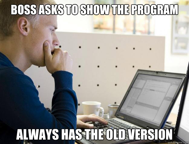 boss asks to show the program always has the old version - Programmer