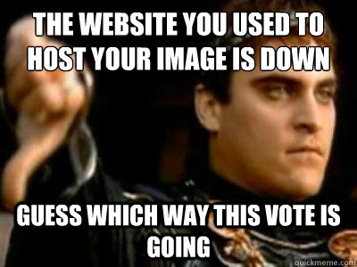 the website you used to host your image is down guess which - Downvoting Roman