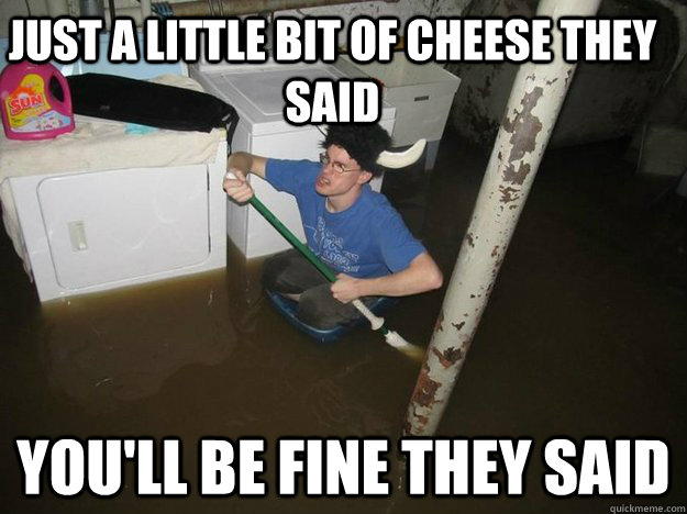 just a little bit of cheese they said youll be fine they sa - Do the laundry they said