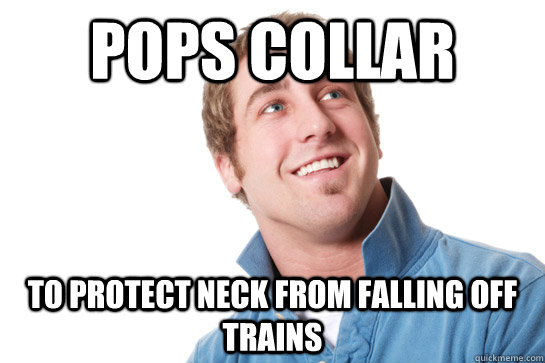 pops collar to protect neck from falling off trains - Misunderstood D-Bag