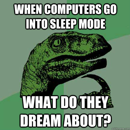 when computers go into sleep mode what do they dream about - Philosoraptor