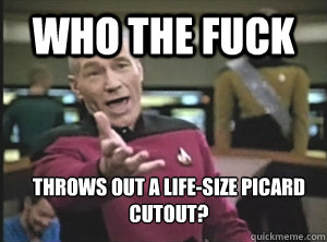 who the fuck throws out a lifesize picard cutout - Annoyed Picard