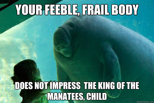 your feeble frail body does not impress the king of the m - Overlord Manatee