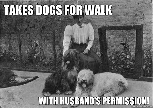 takes dogs for walk with husbands permission - Modern woman
