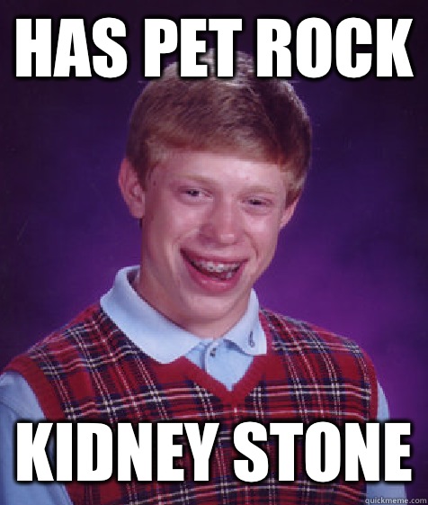 Has pet rock Kidney stone - Bad Luck Brian