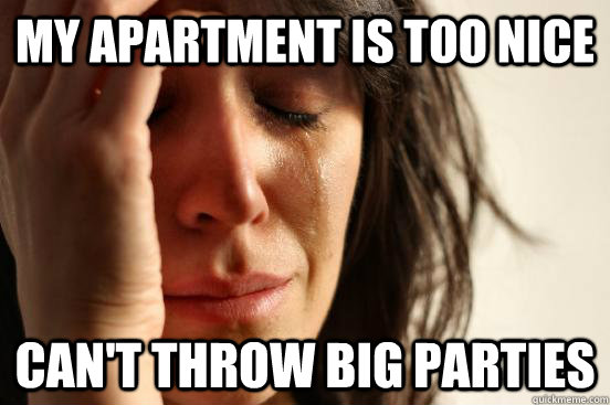 my apartment is too nice cant throw big parties - First World Problems