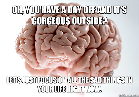 oh you have a day off and its gorgeous outside lets just - Scumbag Brain