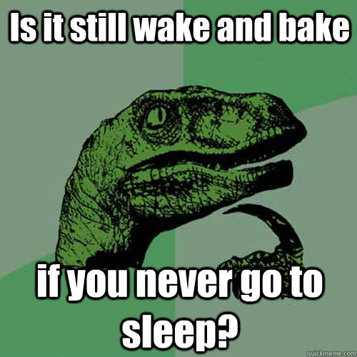 is it still wake and bake if you never go to sleep - Philosoraptor