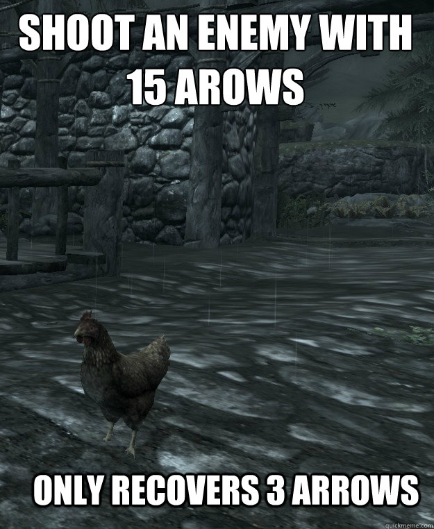shoot an enemy with 15 arows only recovers 3 arrows - Skyrim Logic