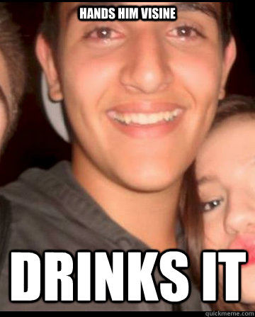hands him visine drinks it - 10 guy atis