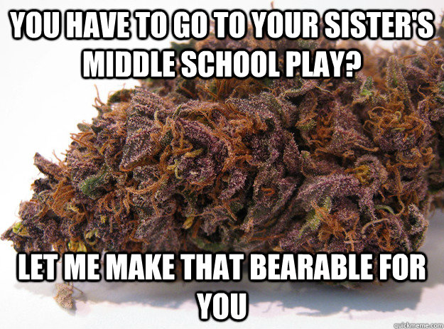 you have to go to your sisters middle school play let me m - Good Guy Marijuana