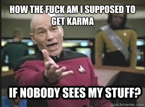 how the fuck am i supposed to get karma if nobody sees my st - Annoyed Picard