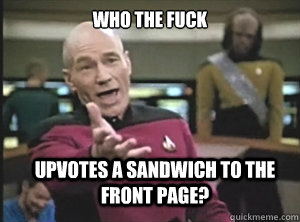 who the fuck upvotes a sandwich to the front page - Annoyed Picard