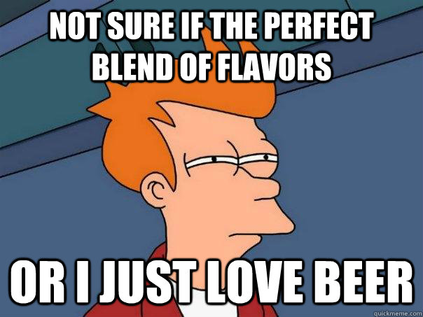 not sure if the perfect blend of flavors or i just love beer - Futurama Fry