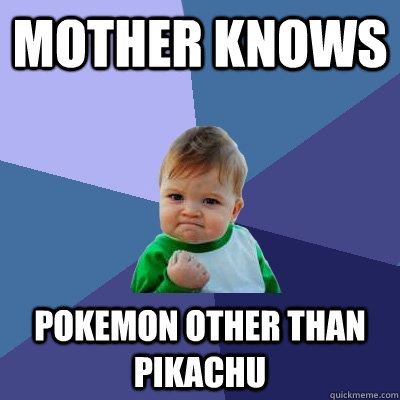 mother knows pokemon other than pikachu - Success Kid