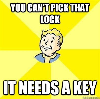 you cant pick that lock it needs a key - Fallout 3