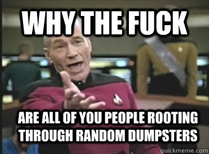 why the fuck are all of you people rooting through random du - Annoyed Picard