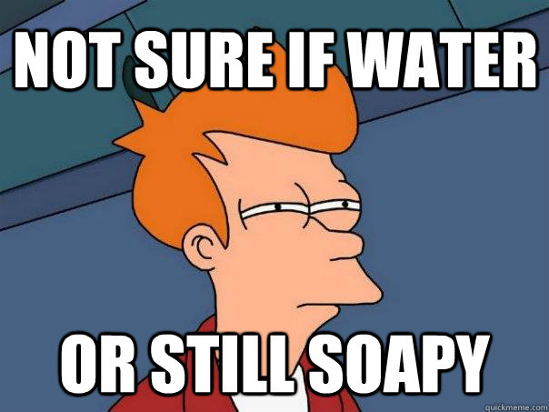 not sure if water or still soapy - Futurama Fry
