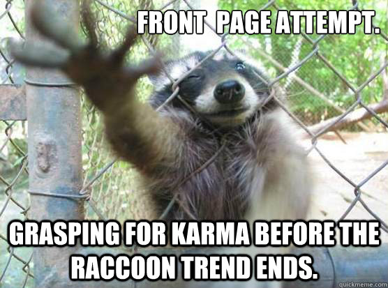 front page attempt grasping for karma before the raccoon t - Angry Raccoon