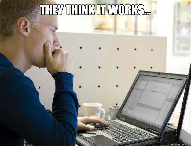 they think it works but im just coding fake output - Programmer