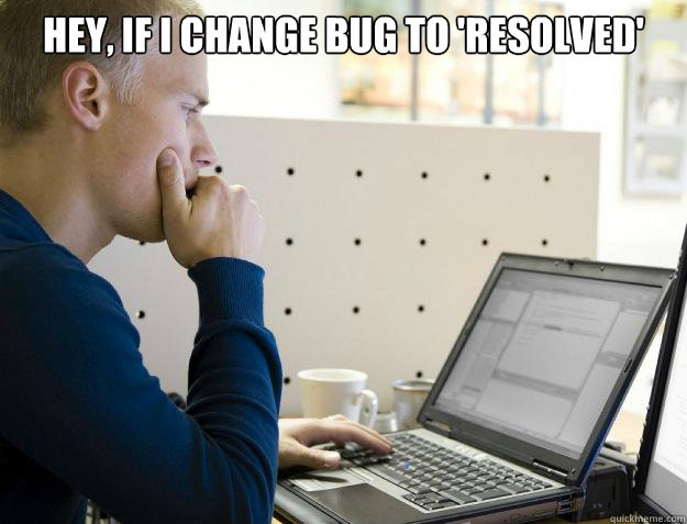 hey if i change bug to resolved does that mean its fixed - Programmer