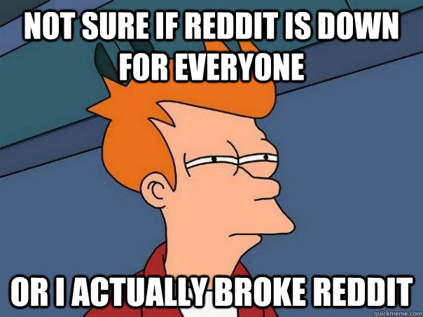 not sure if reddit is down for everyone or i actually broke - Futurama Fry