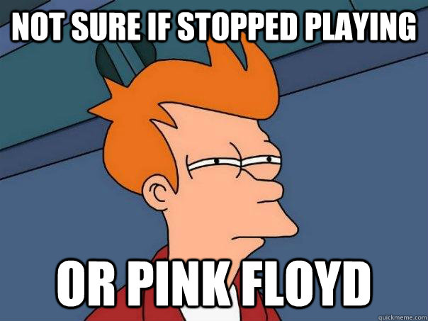 not sure if stopped playing or pink floyd - Futurama Fry