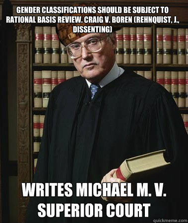 gender classifications should be subject to rational basis r - Scumbag Rehnquist