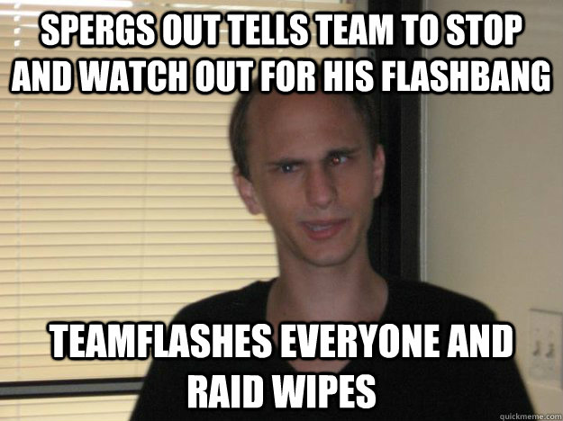 spergs out tells team to stop and watch out for his flashban - Crazy Cross
