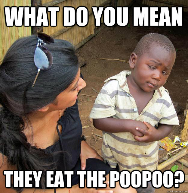 what do you mean they eat the poopoo - Skeptical 3rd World Child
