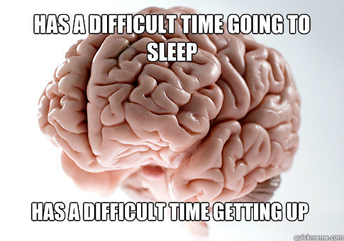 has a difficult time going to sleep has a difficult time ge - Scumbag Brain
