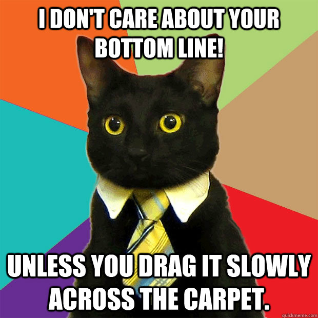 i dont care about your bottom line unless you drag it slow - Business Cat