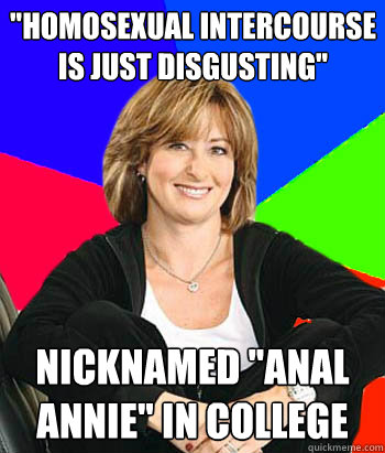 homosexual intercourse is just disgusting nicknamed anal - Sheltering Suburban Mom