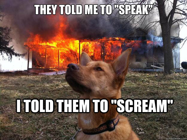 they told me to speak i told them to scream - Bad Dog