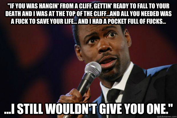 if you was hangin from a cliff gettin ready to fall to y - Chris Rock Dont Care