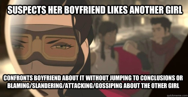 suspects her boyfriend likes another girl confronts boyfrien -