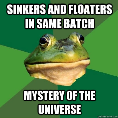 sinkers and floaters in same batch mystery of the universe - Foul Bachelor Frog