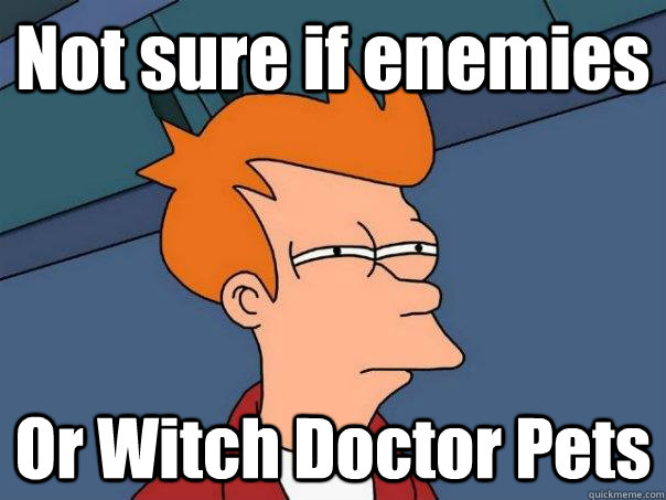 not sure if enemies or witch doctor pets - Futurama Fry