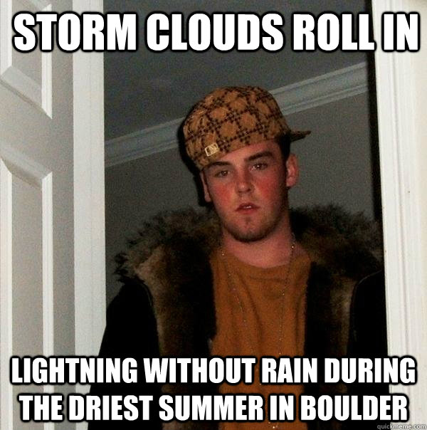 storm clouds roll in lightning without rain during the dries - Scumbag Steve