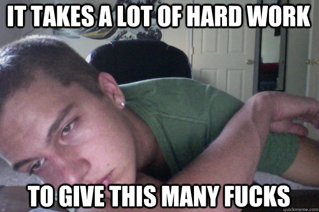 it takes a lot of hard work to give this many fucks - Hardcore Redditor
