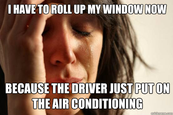 i have to roll up my window now because the driver just put - First World Problems