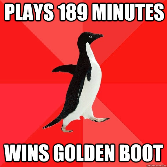 plays 189 minutes wins golden boot - Socially Awesome Penguin