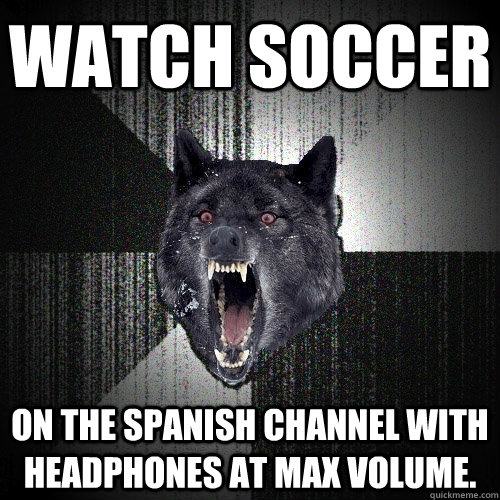 watch soccer on the spanish channel with headphones at max - Insanity Wolf
